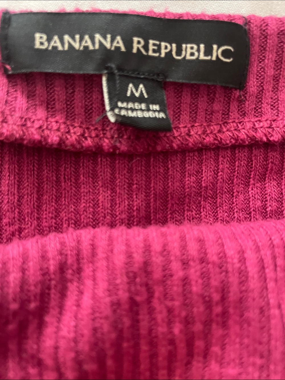 Banana Republic Ribbed Long Sleeve Top - Raspberry Pink - Picture 2 of 3
